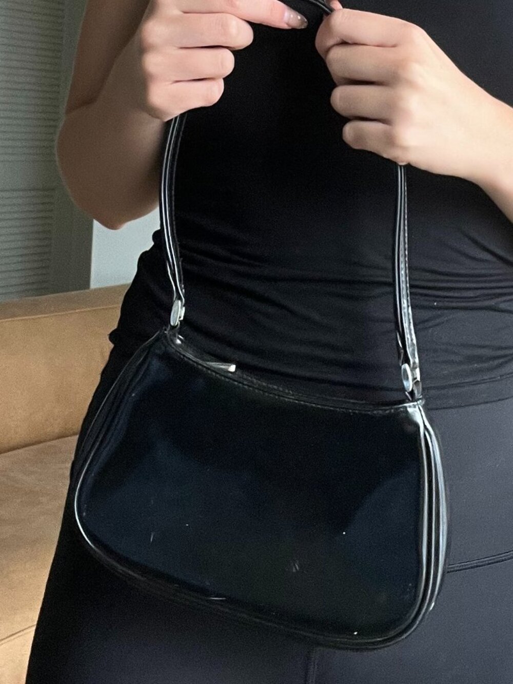 Black leather Nine West shoulder bag